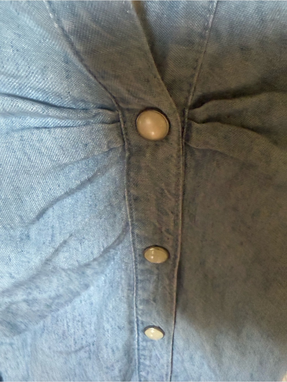 Veronica Beard Porta Smocked Chambray Button-Front Shirt medium - Picture 4 of 8